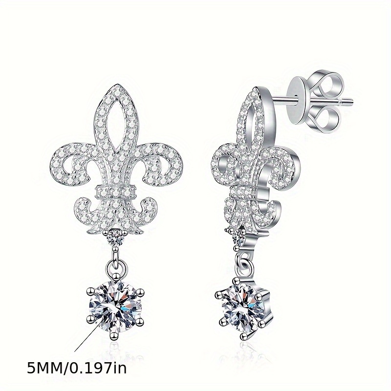 Sterling Silver Dangle Earrings with Moissanite Inlay